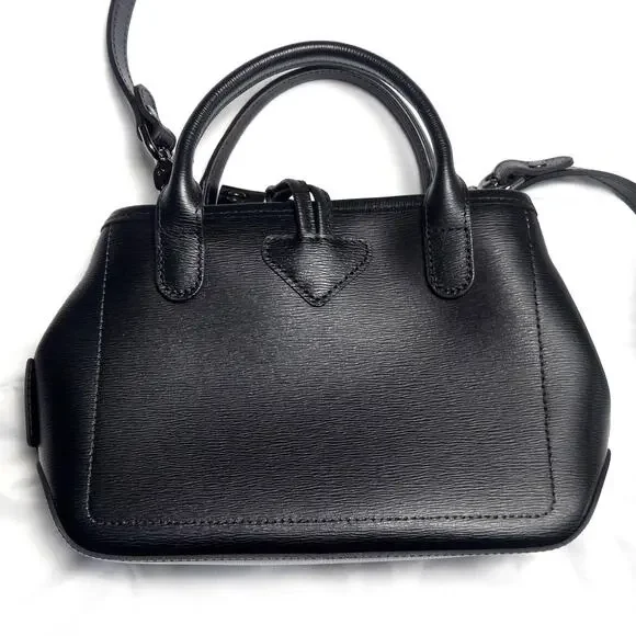 Longchamp Leather Crossbody Bag Black Minimal Parisian Chic Quiet Luxury - Picture 2 of 9